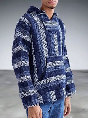 Blue Striped Baja Hoodie